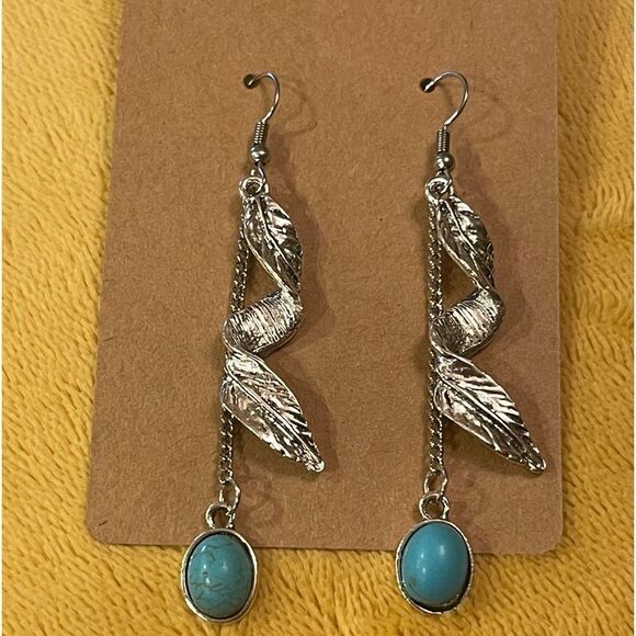 Fashion Jewelry Blue Turquoise Silver Plated Western Boho Dangle Earrings # 158  - Picture 1 of 9